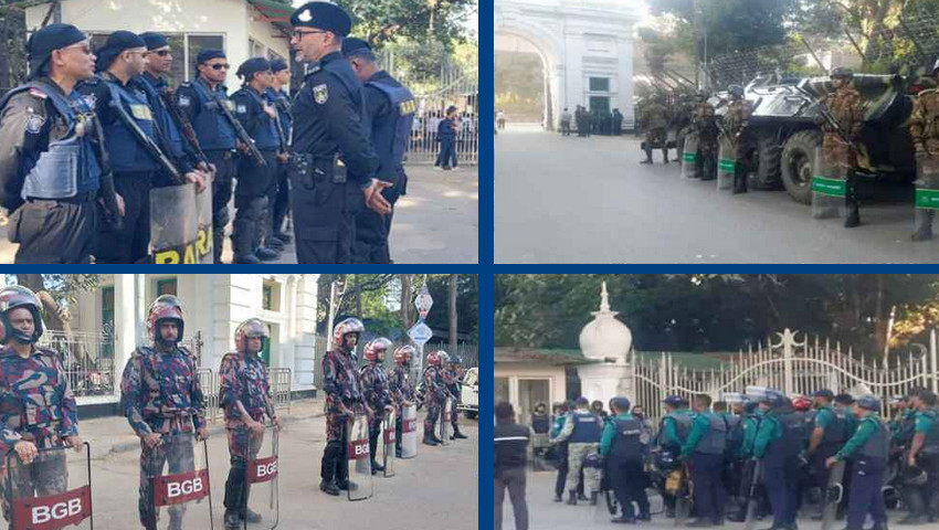 কঠোর নিরাপত্তা বলয়ে আদালতপাড়া; চার বাহিনীর কড়া অবস্থান ও তল্লাশি 